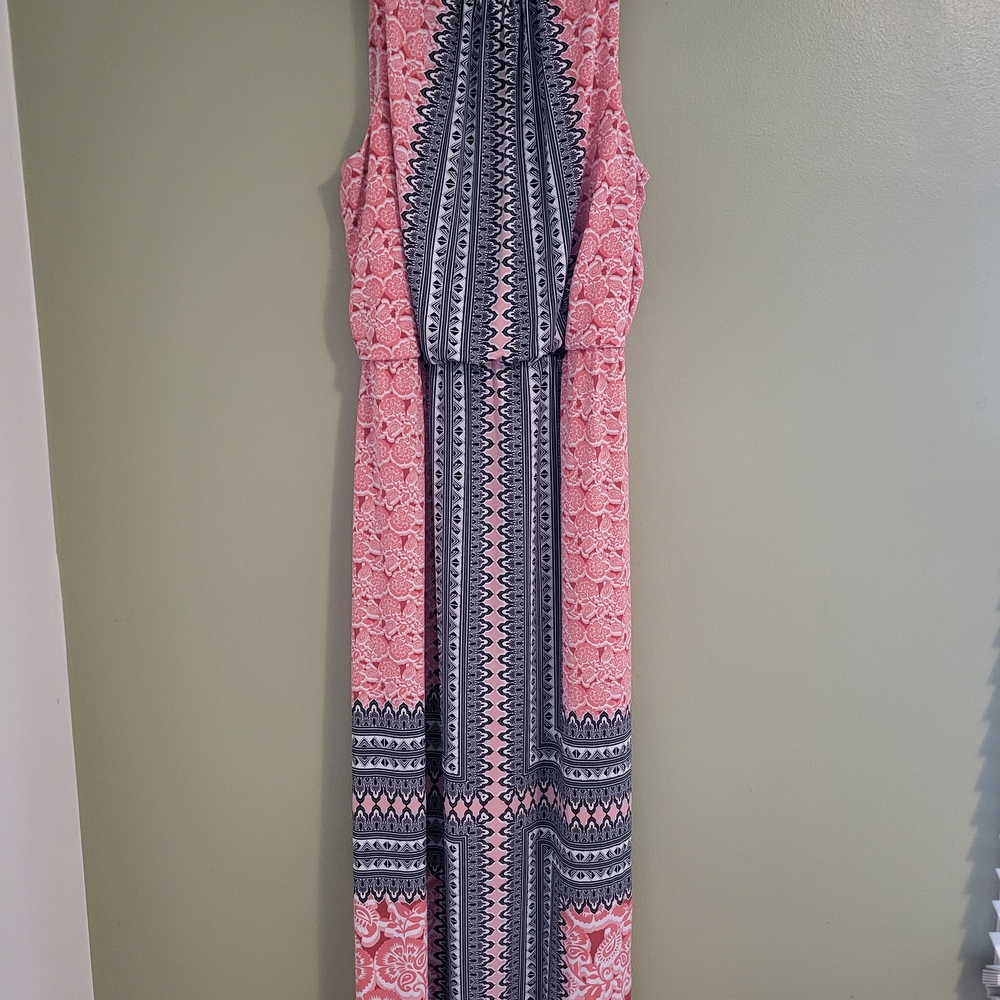 London Style Pink and Gray Maxi Dress